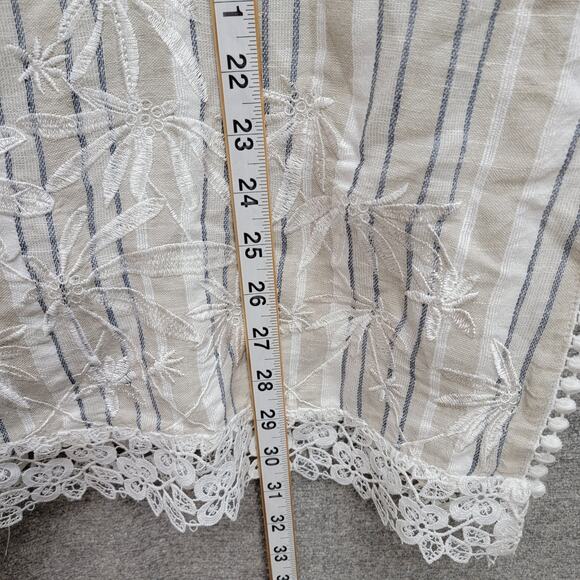 SHARON YOUNG EMBROIDERED LACE LINEN BLEND TUNIC TOP, SIZE XL - Picture 5 of 5